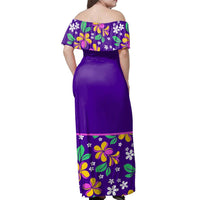 Polynesian Pride Dress - Purple Plumeria Off Shoulder Long Dress - Polynesian Pride