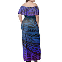 Polynesian Pride Dress - Polynesian Tattoo Blue Purple Off Shoulder Long Dress - Polynesian Pride