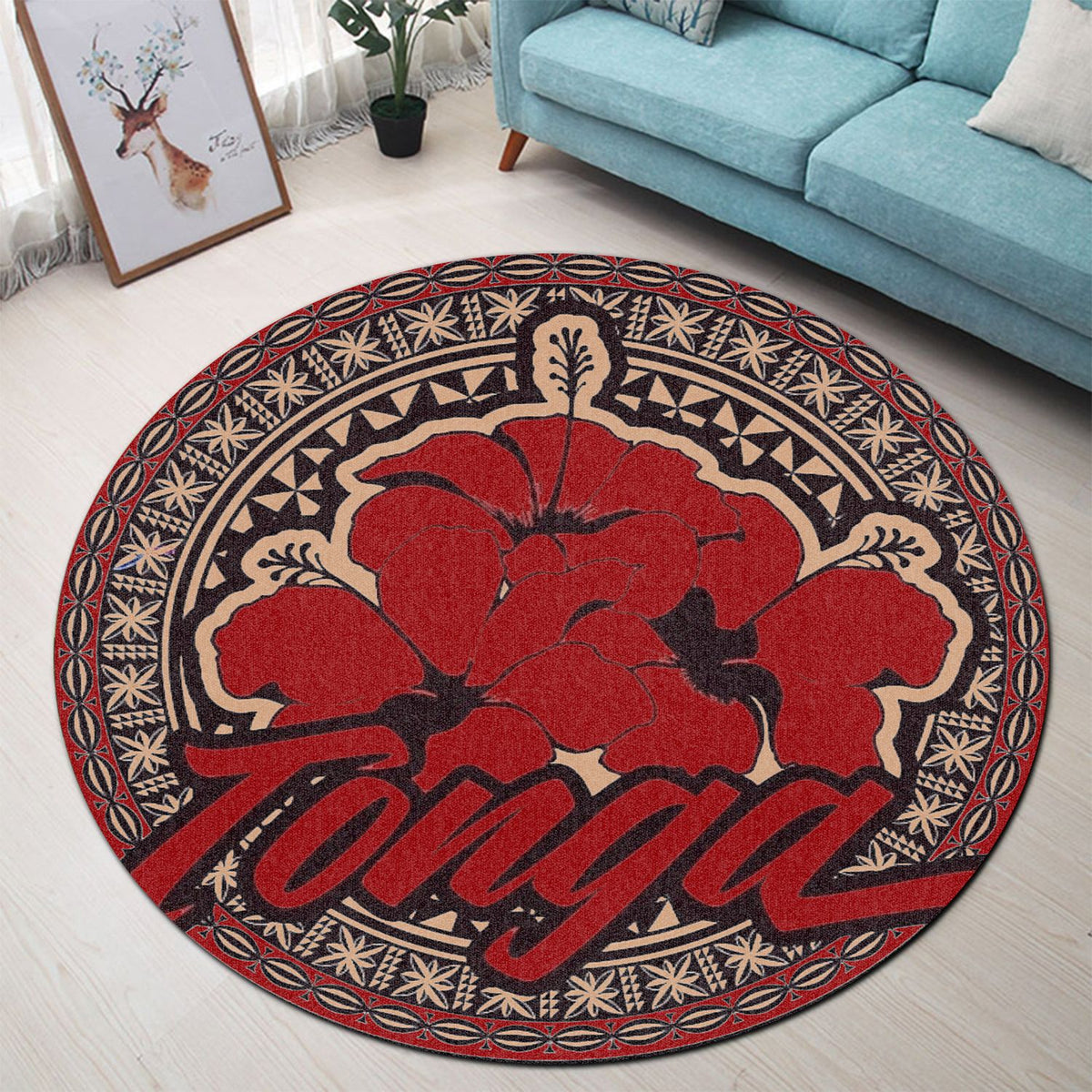 Polynesian Pride Home Set - Tonga Flower Round Carpet - Polynesian Pride