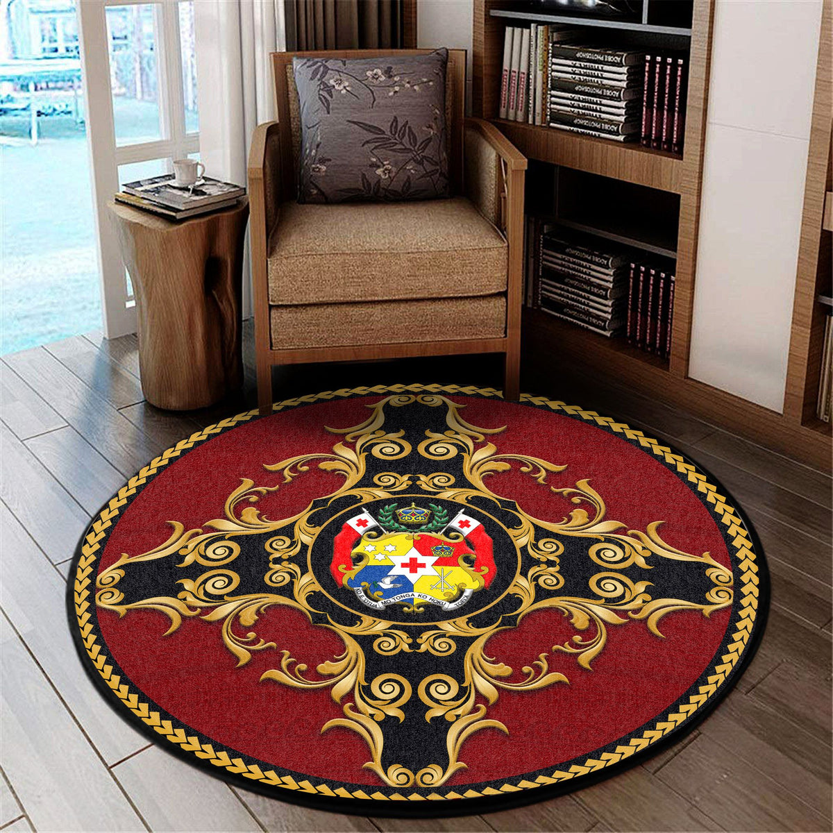 Polynesian Pride Home Set - Tonga Polynesian Vintage Round Carpet Round Carpet Red - Polynesian Pride