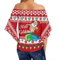 Hawaii Clothing - Mele Kalikimaka Hawaii Christmas Off Shoulder Wrap Waist Top - Polynesian Pride