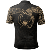 Polynesian Pride Apparel Pohnpei Micronesian Polo Shirt Gold Heart Shield - Polynesian Pride