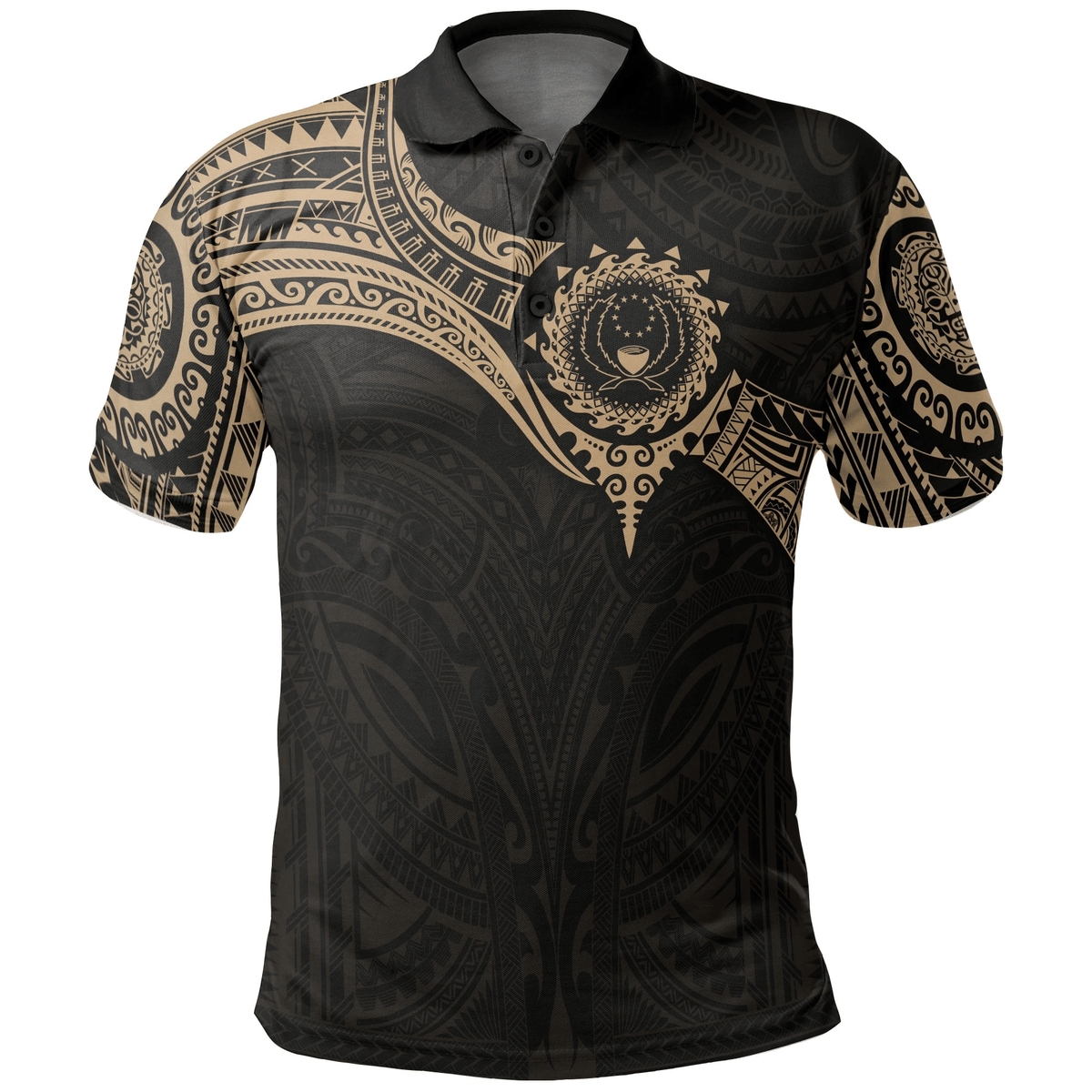 Polynesian Pride Apparel Pohnpei Micronesian Polo Shirt Gold Heart Shield Unisex Gold - Polynesian Pride