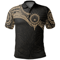 Polynesian Pride Apparel Pohnpei Micronesian Polo Shirt Gold Heart Shield Unisex Gold - Polynesian Pride