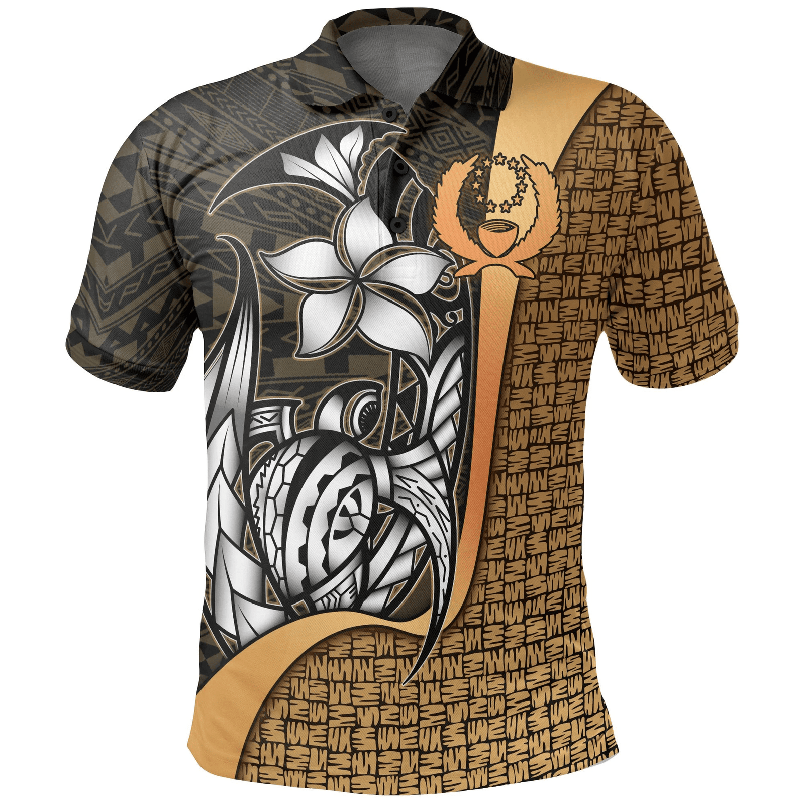Polynesian Pride Apparel Pohnpei Micronesian Polo Shirt Gold Turtle With Hook Unisex Gold - Polynesian Pride