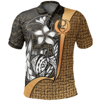 Polynesian Pride Apparel Pohnpei Micronesian Polo Shirt Gold Turtle With Hook Unisex Gold - Polynesian Pride