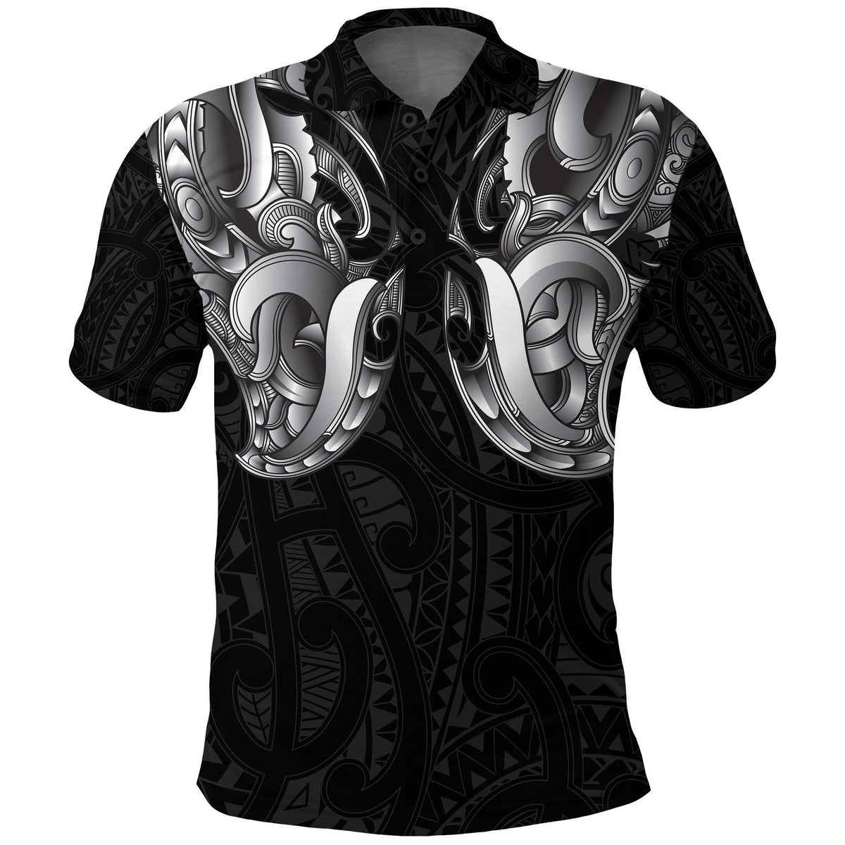 Polynesian Pride Apparel Maori Ta Moko Polo Shirt New Zealand White - Polynesian Pride