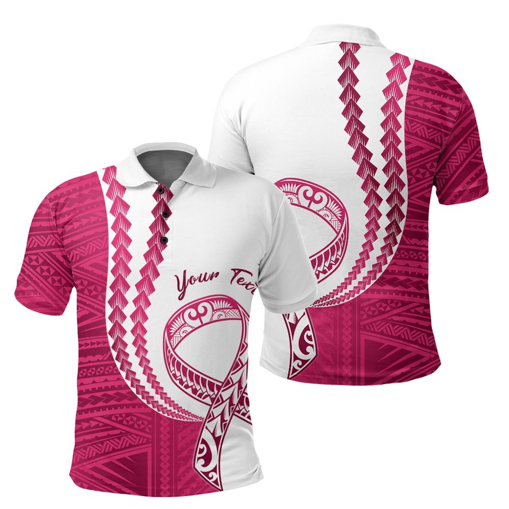 Polynesian Pride Apparel Custom Polo Shirt Pinktober White Polo Shirt - Polynesian Pride