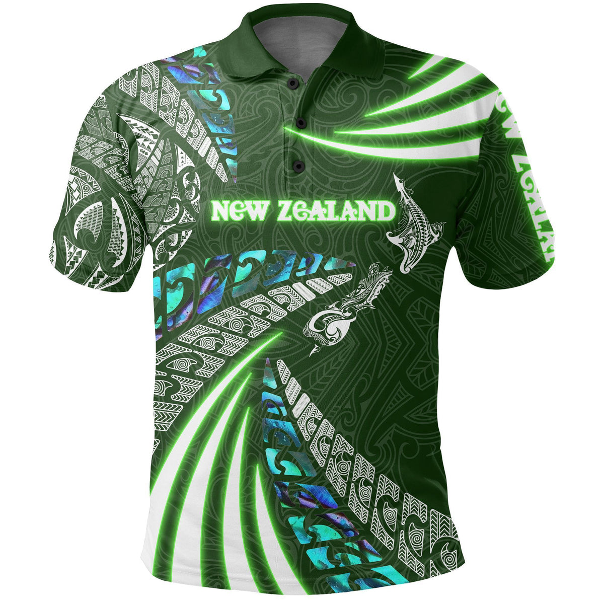 Polynesian Pride Apparel Custom Maori New Zealand Polo Shirt Silver Fern Sport Style Green - Polynesian Pride
