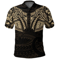 Polynesian Pride Apparel New Zealand Polo Shirt, Maori Tattoo Wolf Dragon Golf Gold Unisex Gold - Polynesian Pride