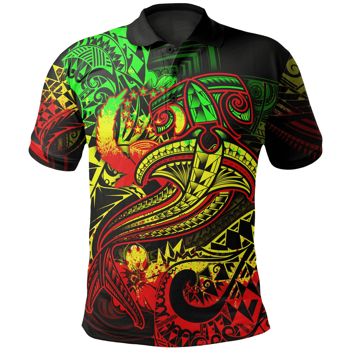 Polynesian Pride Apparel Pohnpei Polo Shirt Reggae Shark Polynesian Tattoo Unisex Reggae - Polynesian Pride