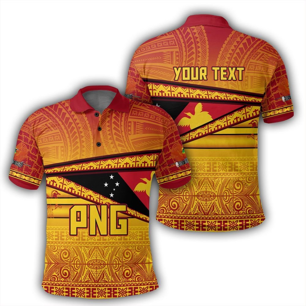 Polynesian Pride Apparel Polo Shirt Personalize Papua New Guinea Polo Shirt Flag Tapa Pattern Stronic Style Unisex Red - Polynesian Pride