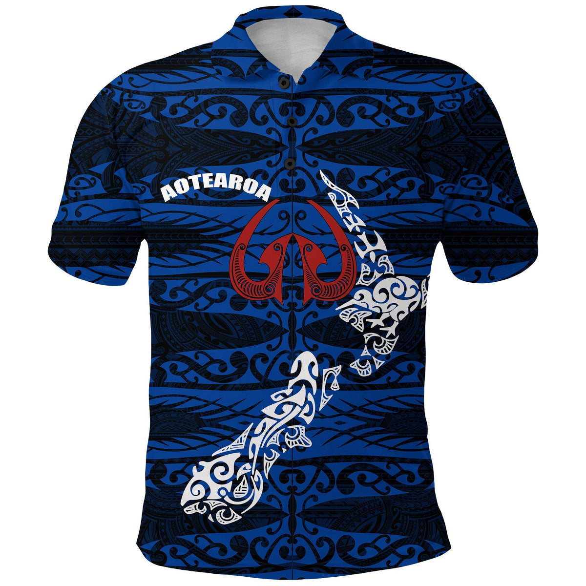 Polynesian Pride Apparel Aotearoa Polo Shirt Heart Hei Matau Blue Unisex Blue - Polynesian Pride