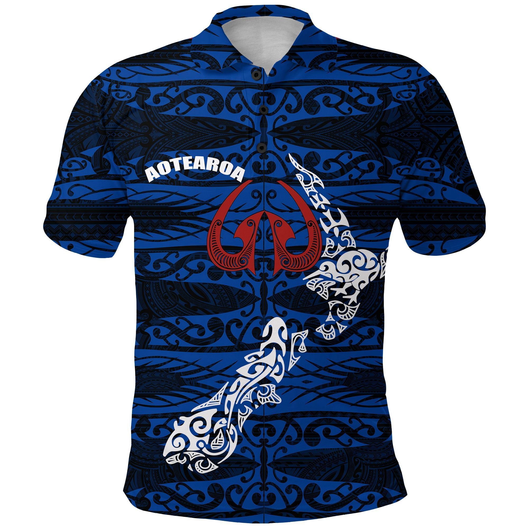 Polynesian Pride Apparel Aotearoa Polo Shirt Heart Hei Matau Blue Unisex Blue - Polynesian Pride