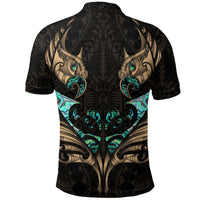 Polynesian Pride Apparel New Zealand Polo Shirt Manaia Paua Fern Wing Gold - Polynesian Pride