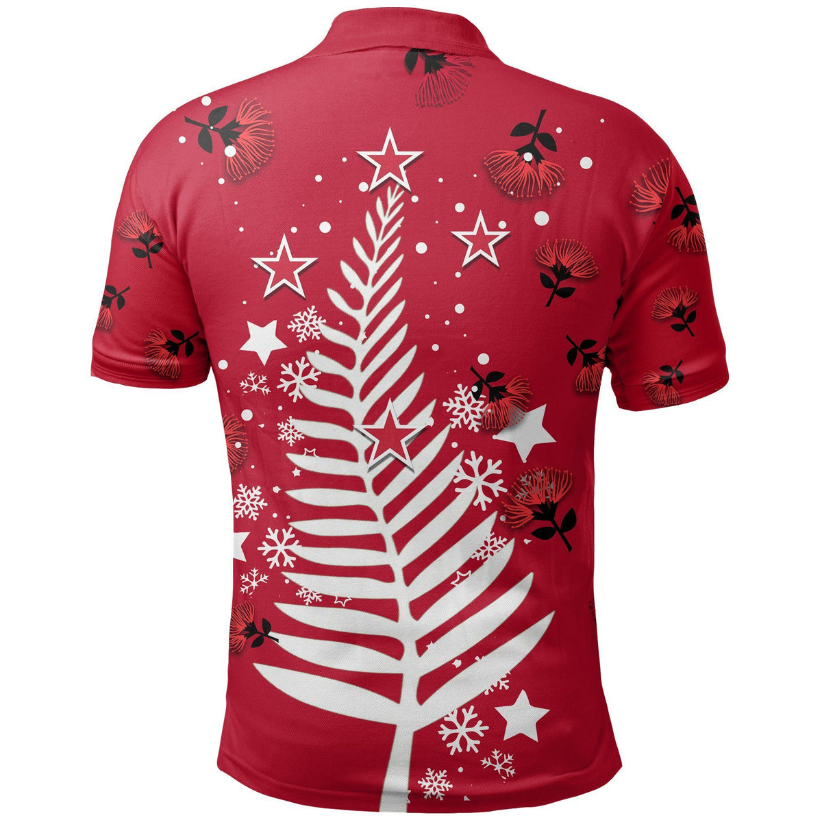 Polynesian Pride Apparel New Zealand Polo Shirt Silver Fern Christmas Tree - Polynesian Pride