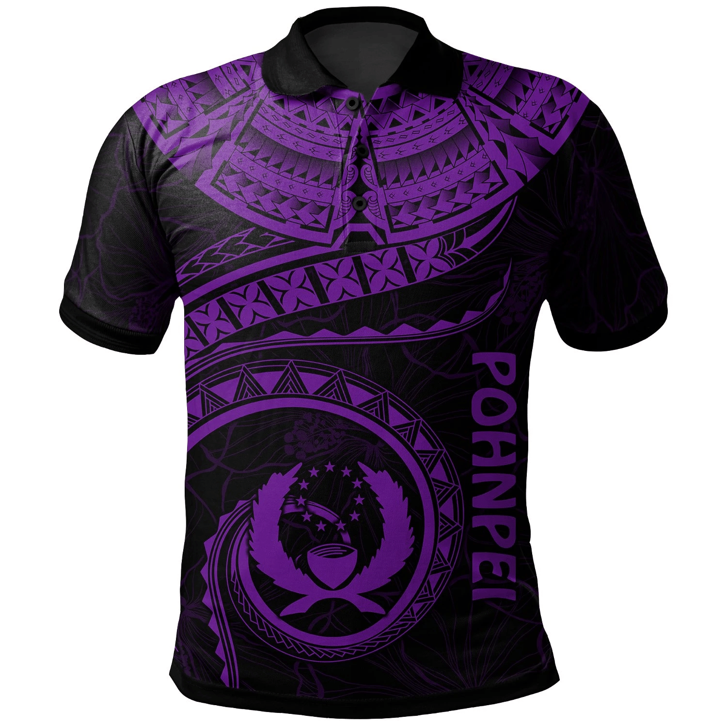 Polynesian Pride Apparel Pohnpei Polynesian Polo Shirt Pohnpei Waves (Purple) Unisex Purple - Polynesian Pride