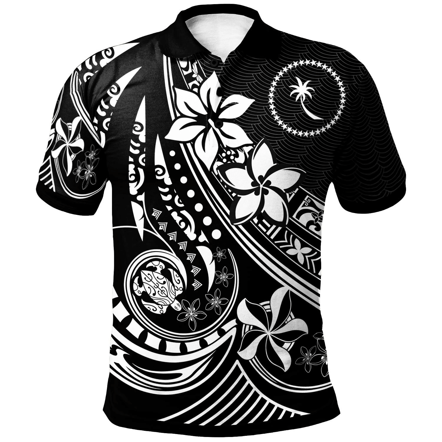 Polynesian Pride Apparel Chuuk Polo Shirt The Flow Of The Ocean Unisex Black - Polynesian Pride