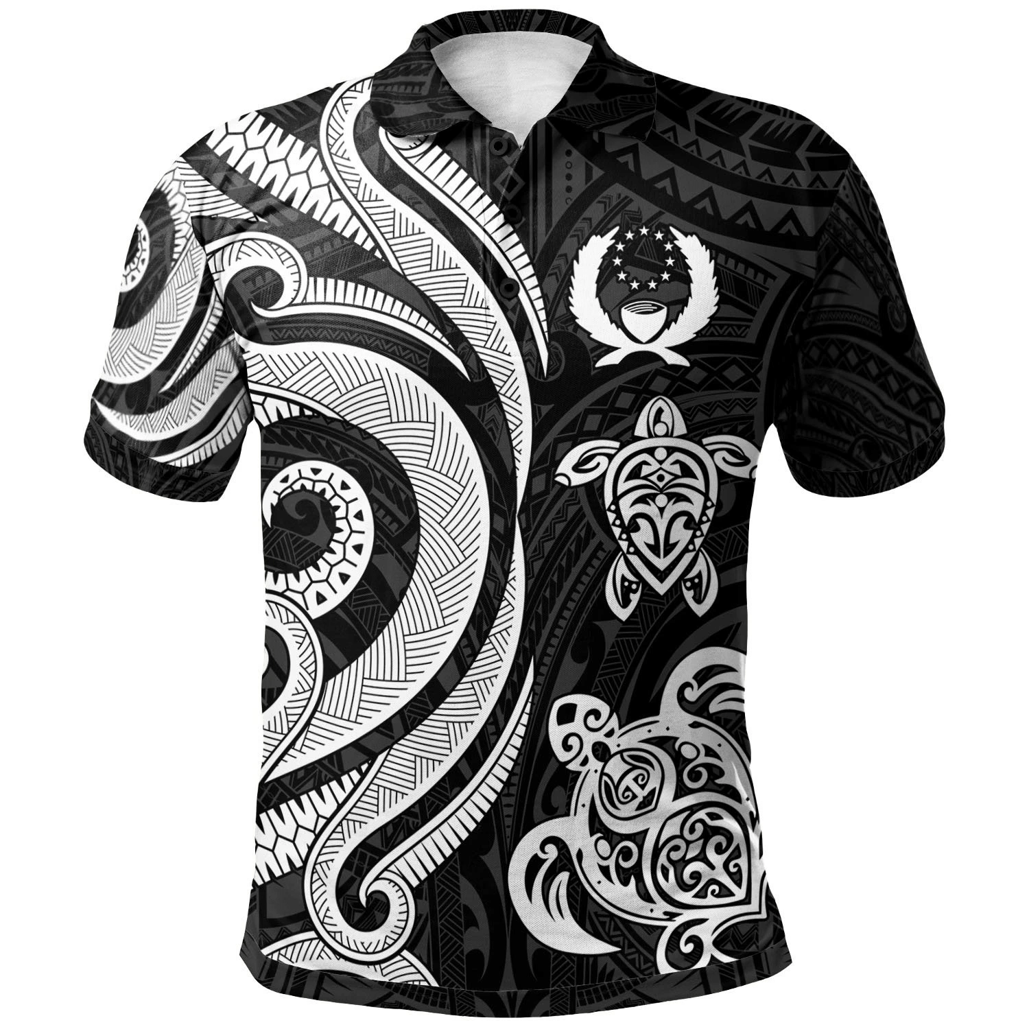 Polynesian Pride Apparel Pohnpei Polynesian Polo Shirt White Tentacle Turtle Unisex White - Polynesian Pride