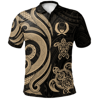 Polynesian Pride Apparel Pohnpei Polynesian Polo Shirt Gold Tentacle Turtle Unisex Gold - Polynesian Pride
