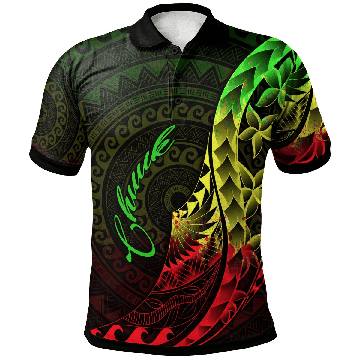 Polynesian Pride Apparel Chuuk Polo Shirt Polynesian Pattern Style Reggae Color Unisex Reggae - Polynesian Pride