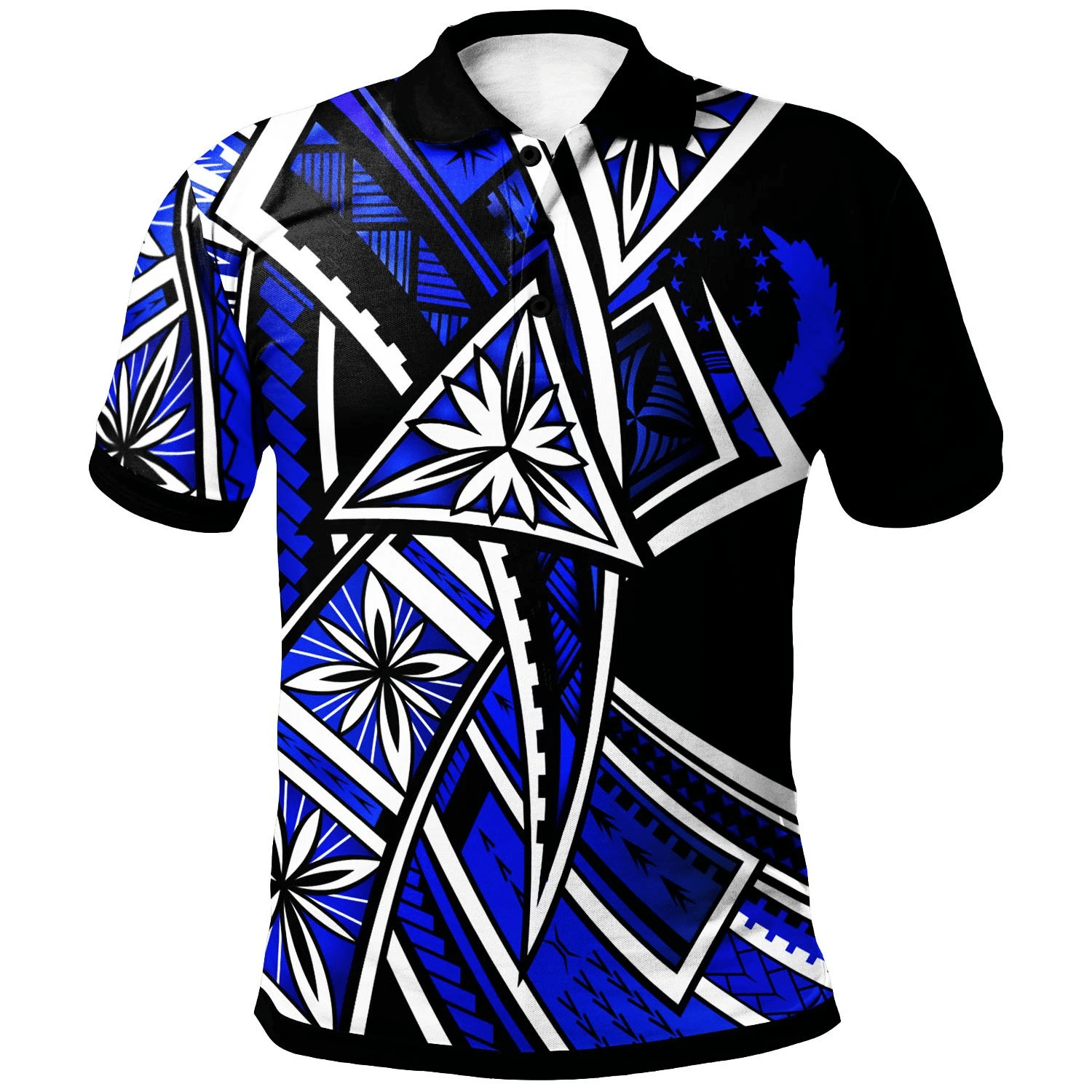 Polynesian Pride Apparel Pohnpei Polo Shirt Tribal Flower Special Pattern Blue Color Unisex Blue - Polynesian Pride