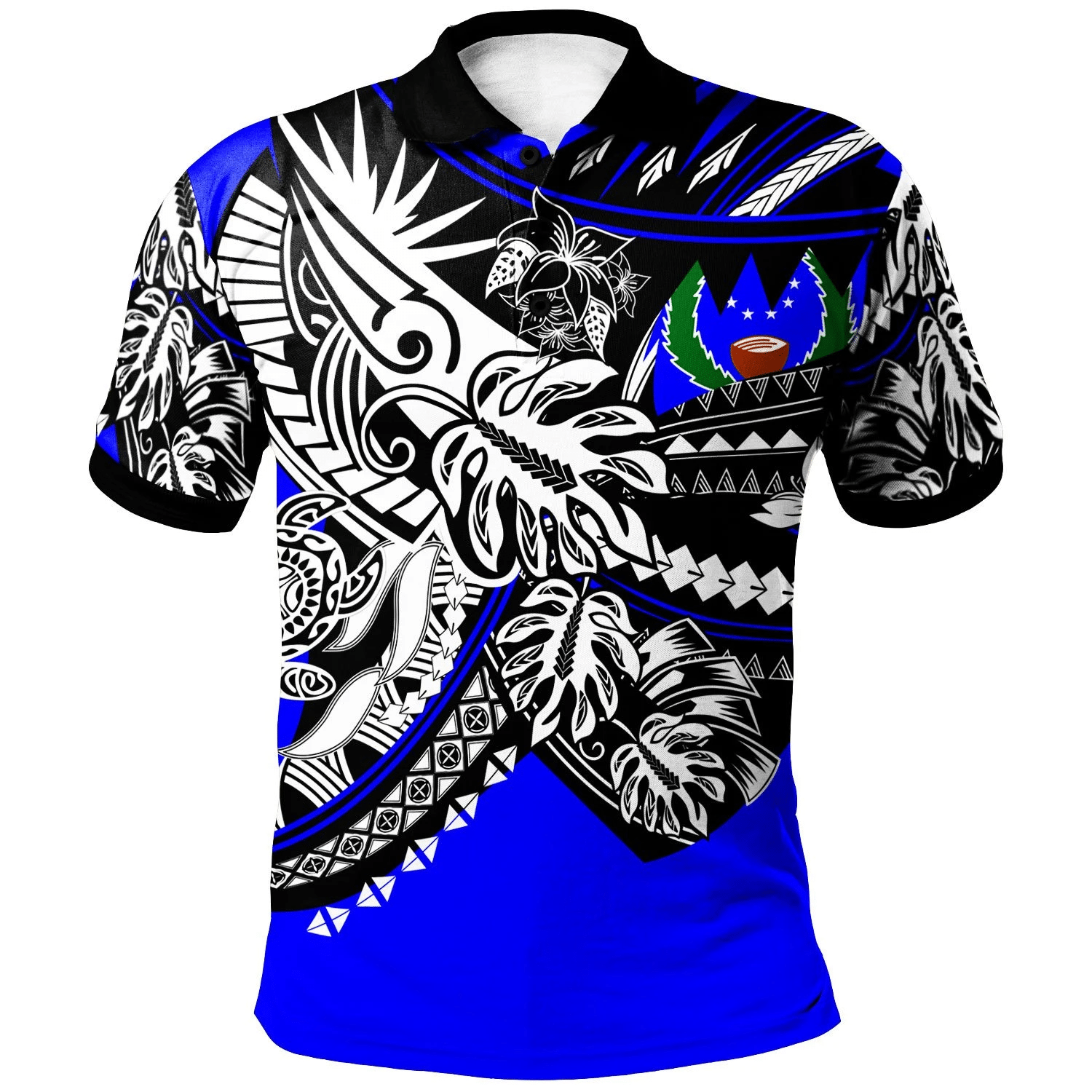 Polynesian Pride Apparel Pohnpei Polo Shirt Tribal Jungle Blue Pattern Unisex Blue - Polynesian Pride