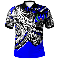 Polynesian Pride Apparel Pohnpei Polo Shirt Tribal Jungle Blue Pattern Unisex Blue - Polynesian Pride
