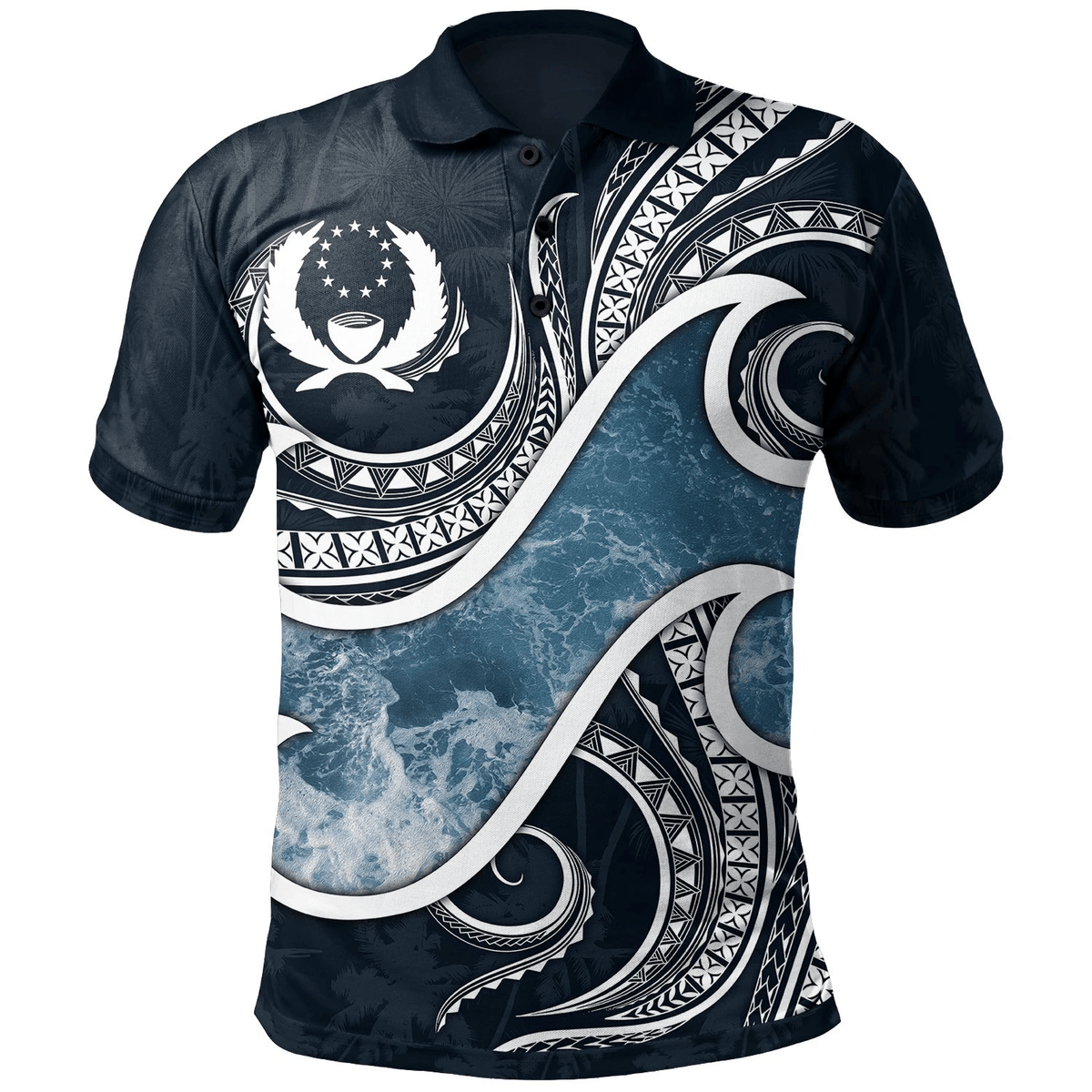 Polynesian Pride Apparel Pohnpei Islands Polynesian Polo Shirt Ocean Style Unisex Blue - Polynesian Pride
