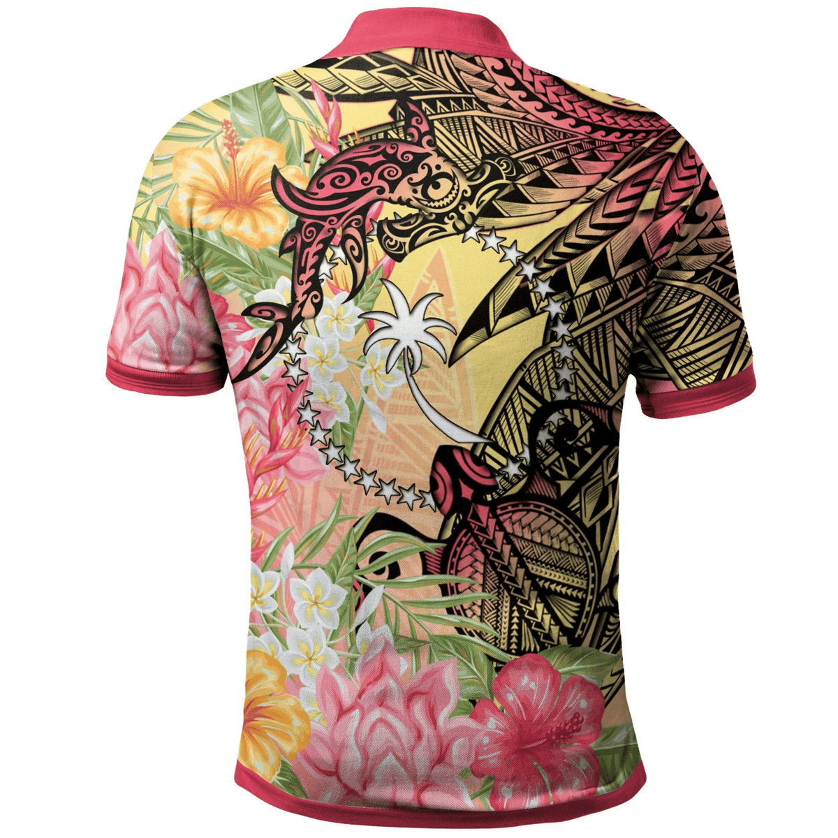 Polynesian Pride Apparel Chuuk State Polo Shirt Flowers Tropical With Sea Animals - Polynesian Pride