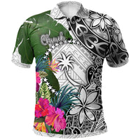 Polynesian Pride Apparel Chuuk Polo Shirt White Turtle Plumeria Banana Leaf Unisex White - Polynesian Pride