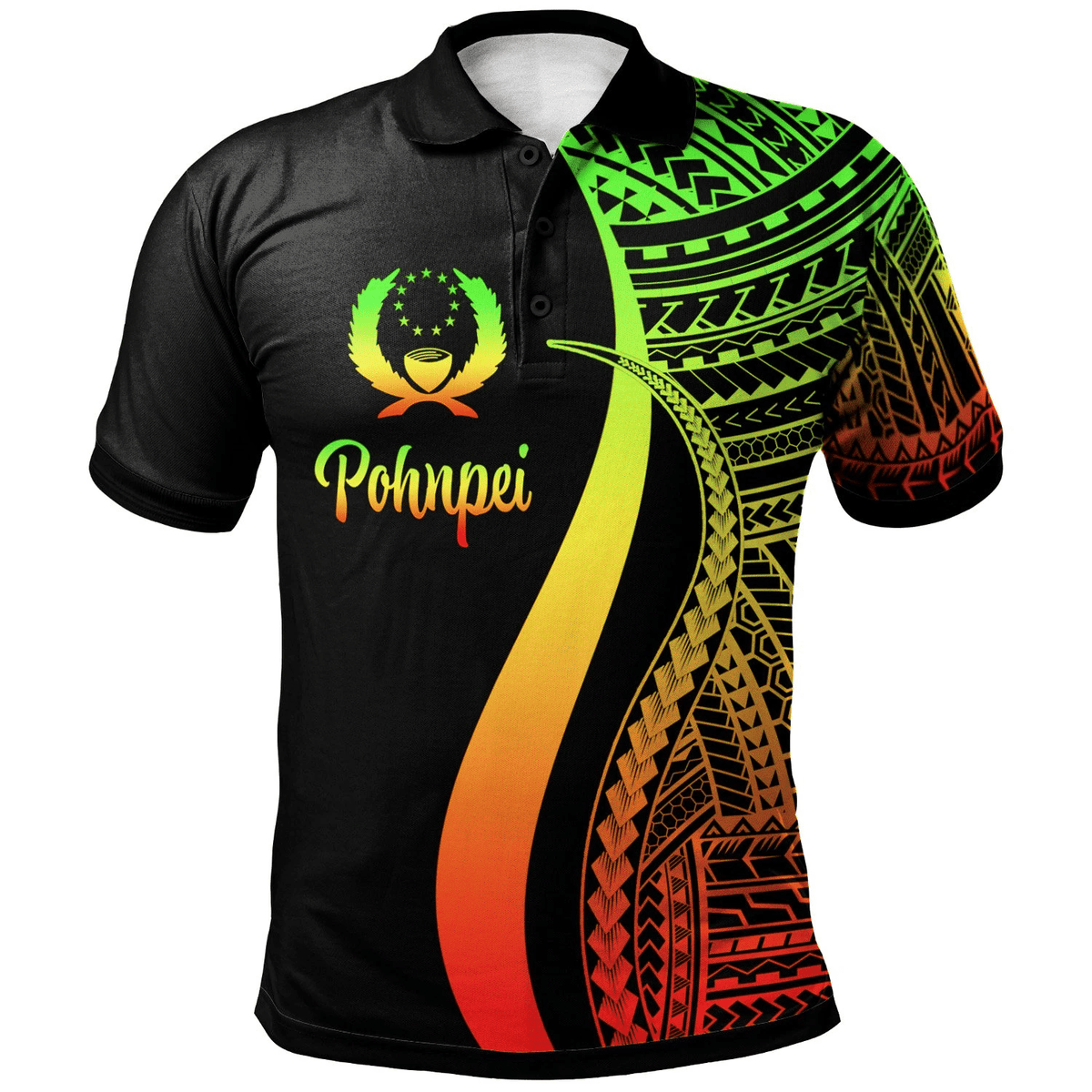 Polynesian Pride Apparel Pohnpei Polo Shirt Reggae Polynesian Tentacle Tribal Pattern Unisex Reggae - Polynesian Pride