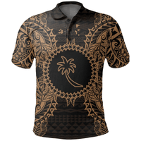 Polynesian Pride Apparel Chuuk Polo Shirt Chuuk Flag Map Polynesian Tattoo Gold Unisex Gold - Polynesian Pride