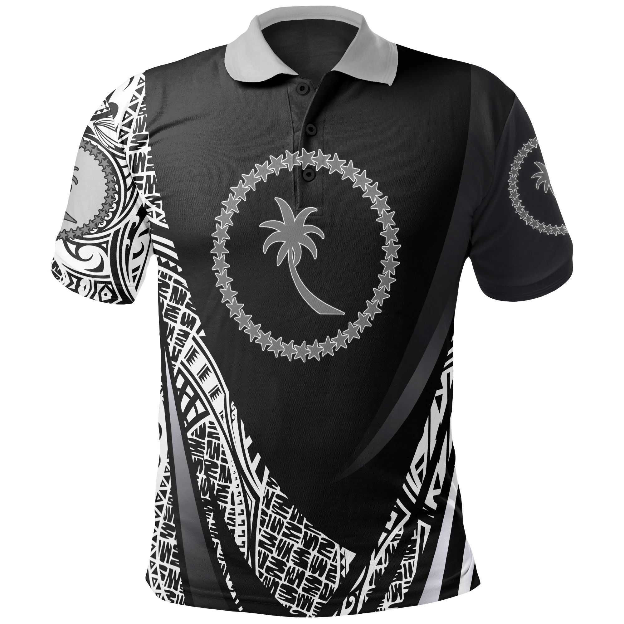 Polynesian Pride Apparel Chuuk State Polo Shirt Polynesian Patterns Sport Style Unisex Black - Polynesian Pride
