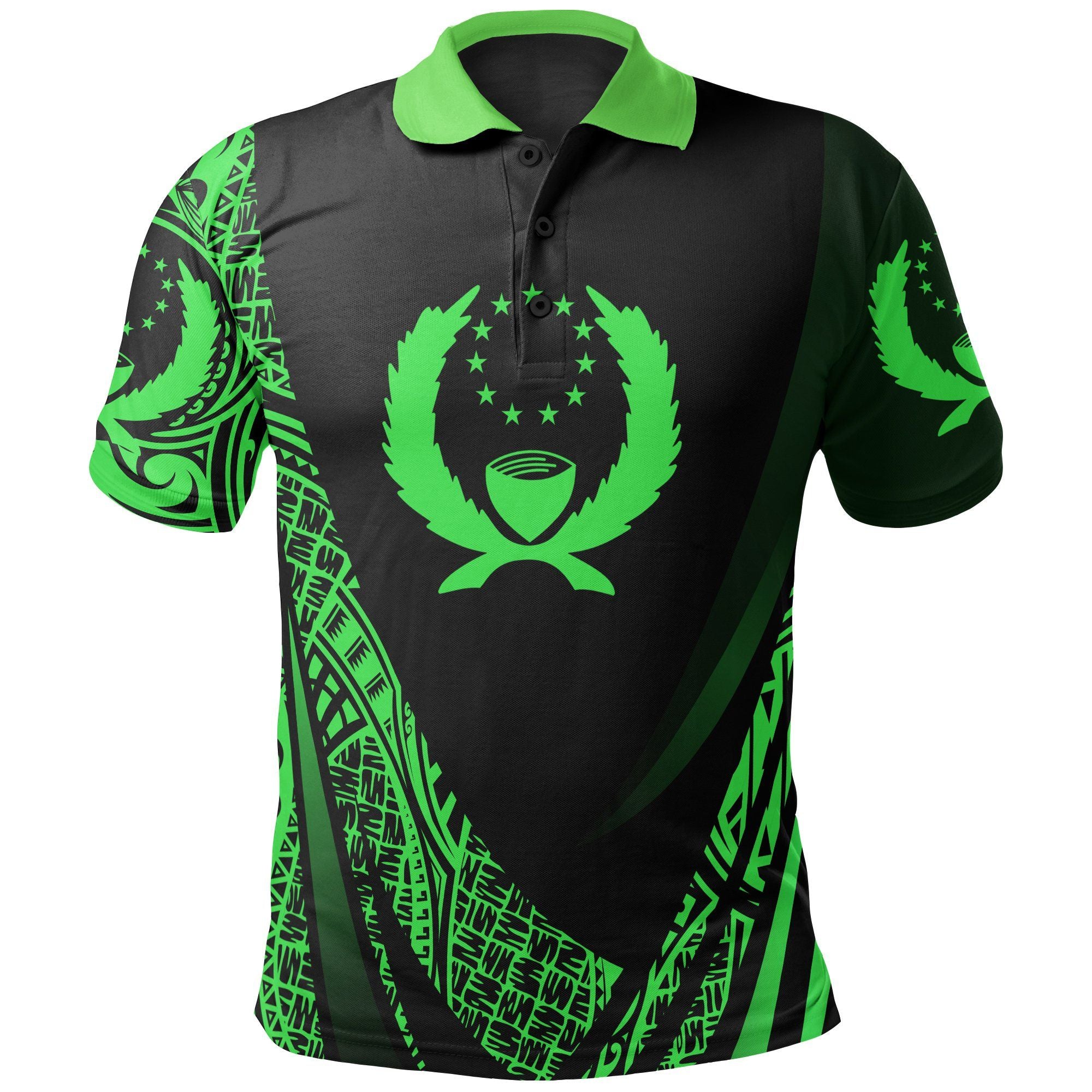 Polynesian Pride Apparel Pohnpei State Polo Shirt Green Polynesian Patterns Sport Style Unisex Black - Polynesian Pride