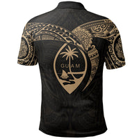 Polynesian Pride Apparel Guam Polynesian Polo Shirt Gold Heart Shield - Polynesian Pride
