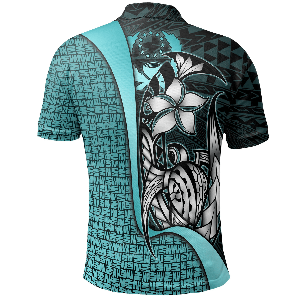 Polynesian Pride Apparel Pohnpei Micronesian Polo Shirt Turquoise Turtle With Hook - Polynesian Pride