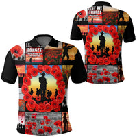 Polynesian Pride Clothing ANZAC Day Lest We Forget Banner Polo Shirt Black - Polynesian Pride