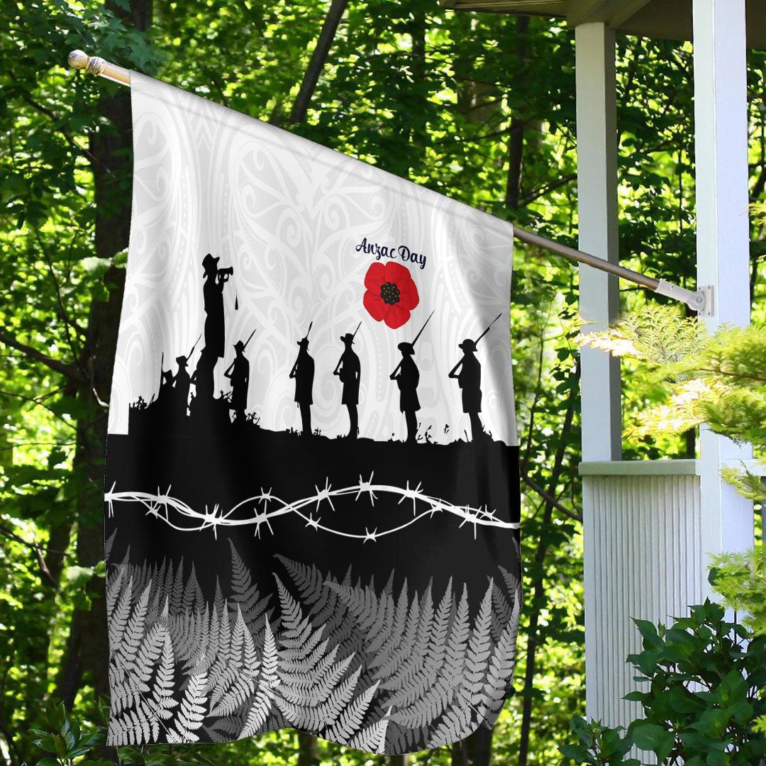 Polynesian Pride Flag - New Zealand Anzac Day Silhouette Soldier Flag - Polynesian Pride