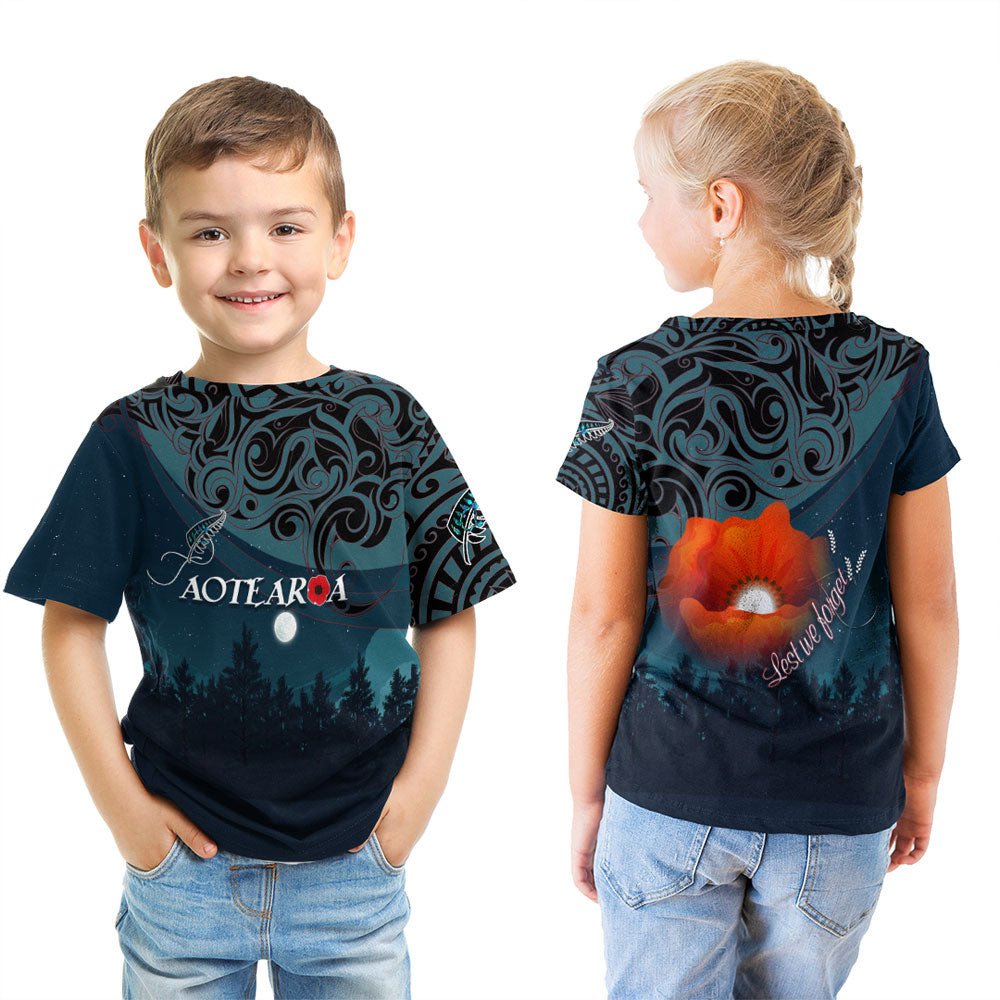 Polynesian Pride Clothing New Zealand Paua Silver Fern Poppy T shirt - Polynesian Pride