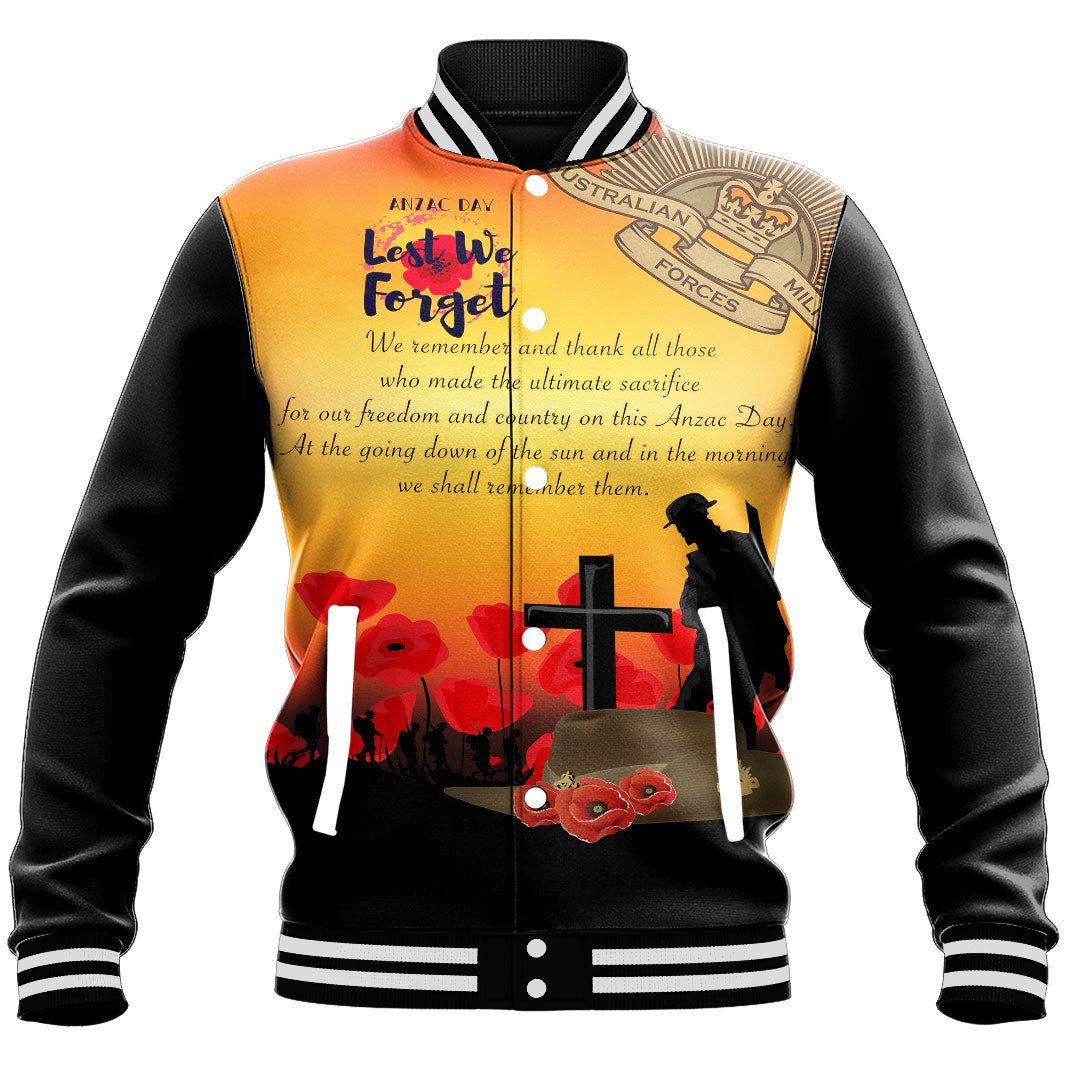 Polynesian Pride Clothing - Anzac Day We Shall Remember Them Baseball Jacket - Polynesian Pride