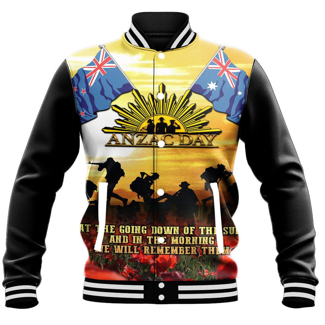 Polynesian Pride Clothing - Anzac Day Soldier Going Down of The Sun Baseball Jacket - Polynesian Pride