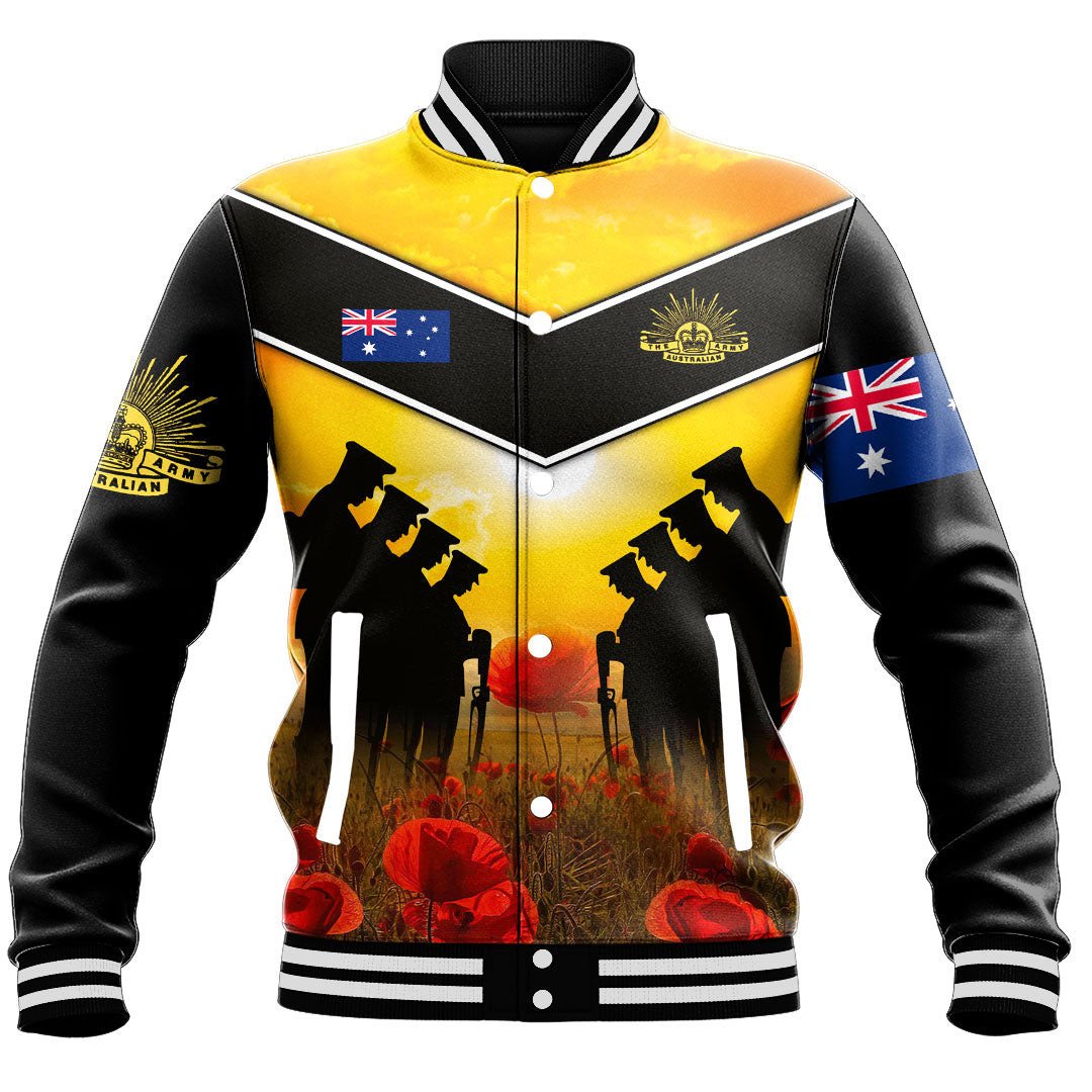Polynesian Pride Clothing - Australia Standing Guard Anzac Day Baseball Jacket - Polynesian Pride