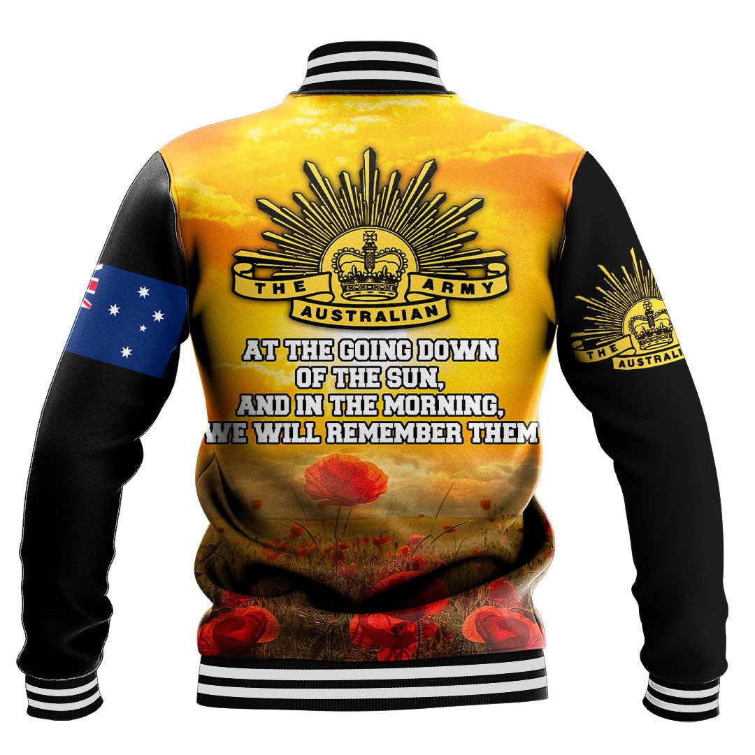 Polynesian Pride Clothing - Australia Standing Guard Anzac Day Baseball Jacket - Polynesian Pride