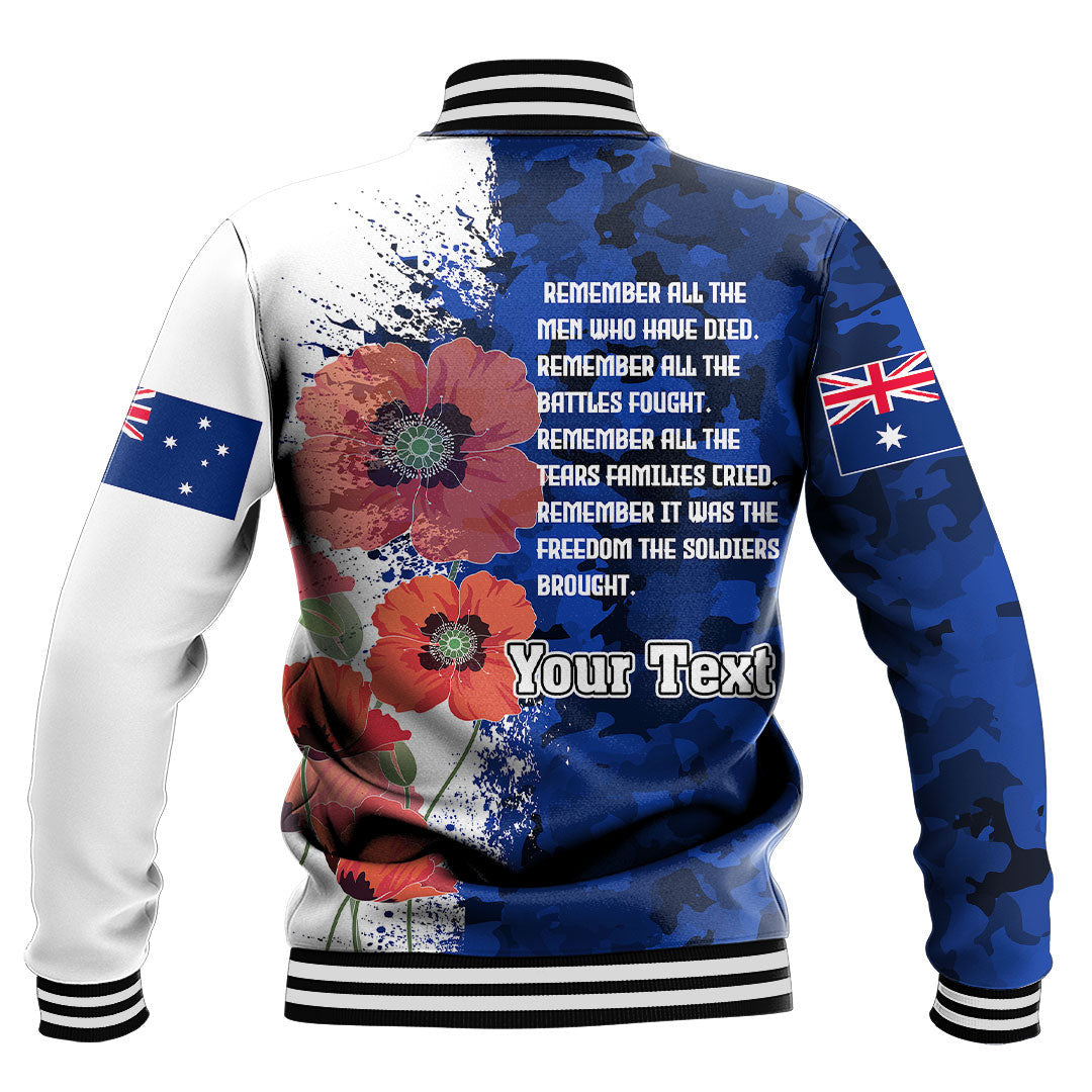 Polynesian Pride Clothing - (Custom) Anzac Day Silhouette Soldier Baseball Jacket - Polynesian Pride
