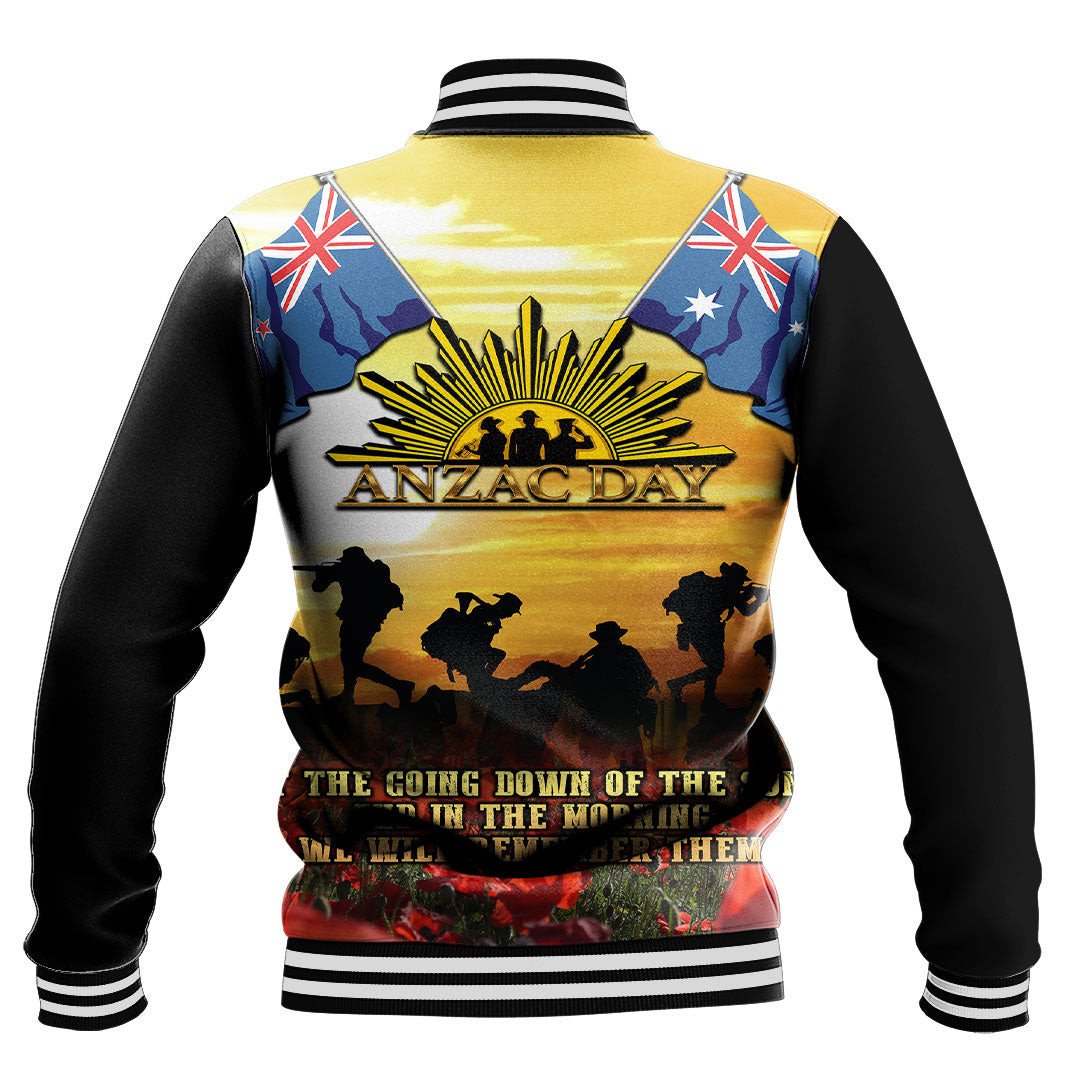 Polynesian Pride Clothing - Anzac Day Soldier Going Down of The Sun Baseball Jacket - Polynesian Pride