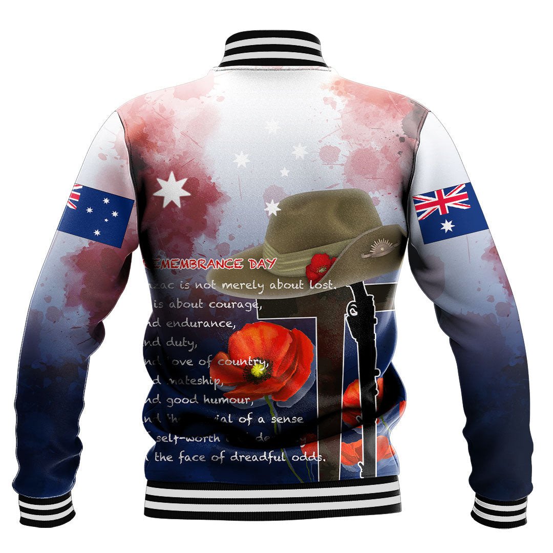 Polynesian Pride Clothing - Anzac Day Remembrance Day Qoute Baseball Jacket - Polynesian Pride
