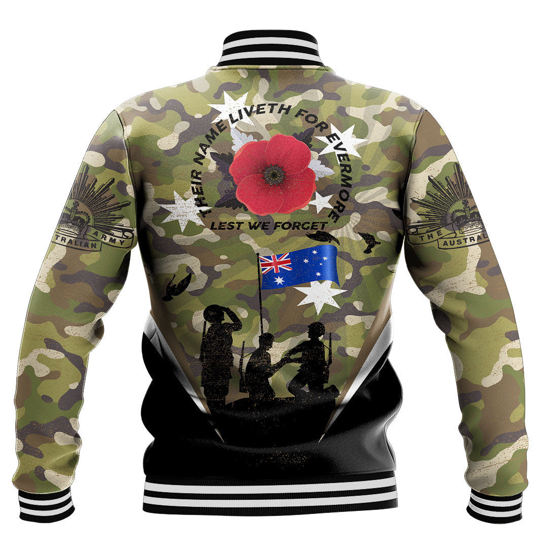 Polynesian Pride Clothing - Anzac Day Their Name Liveth For Evermore Baseball Jacket - Polynesian Pride