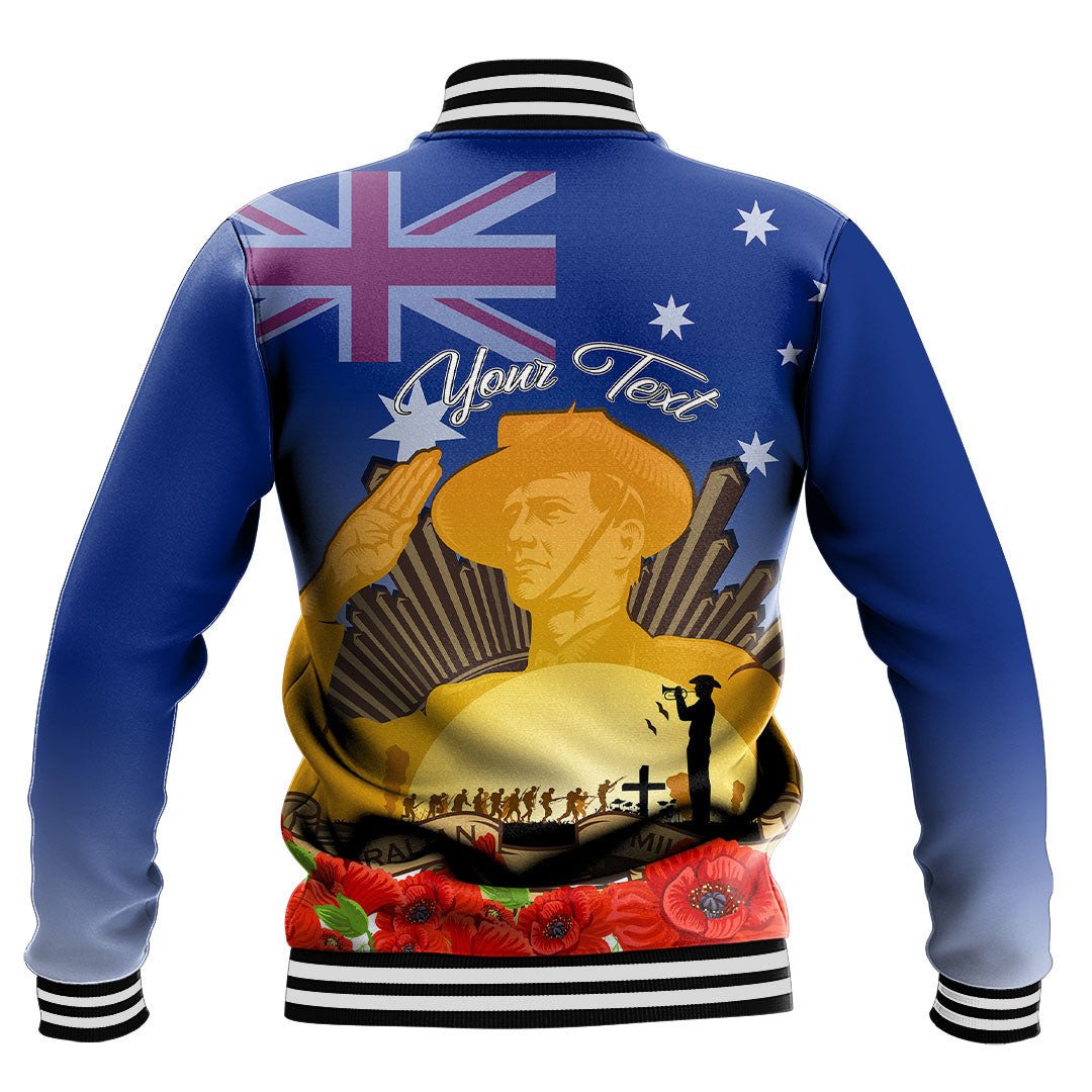 Polynesian Pride Clothing - (Custom) Australia Anzac Day Soldier Salute Baseball Jacket - Polynesian Pride
