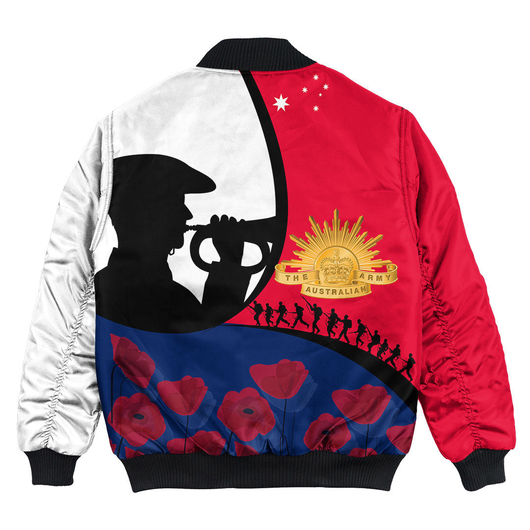 Polynesian Pride Clothing - Australia Anzac Day Soldier Blowing Trumpet Bomber Jacket - Polynesian Pride